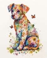 Floral splash dog art cross stitch kit for beginners