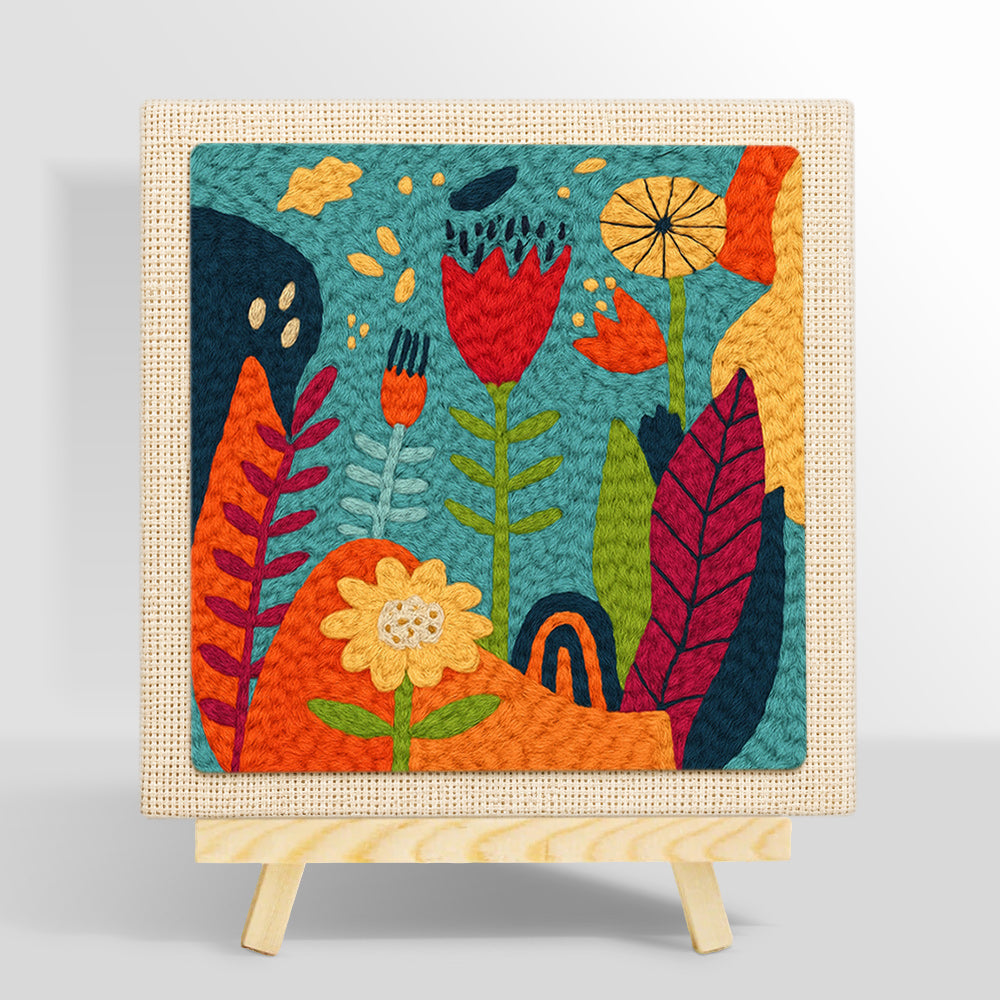 Abstract botanical garden punch needle kit for beginners