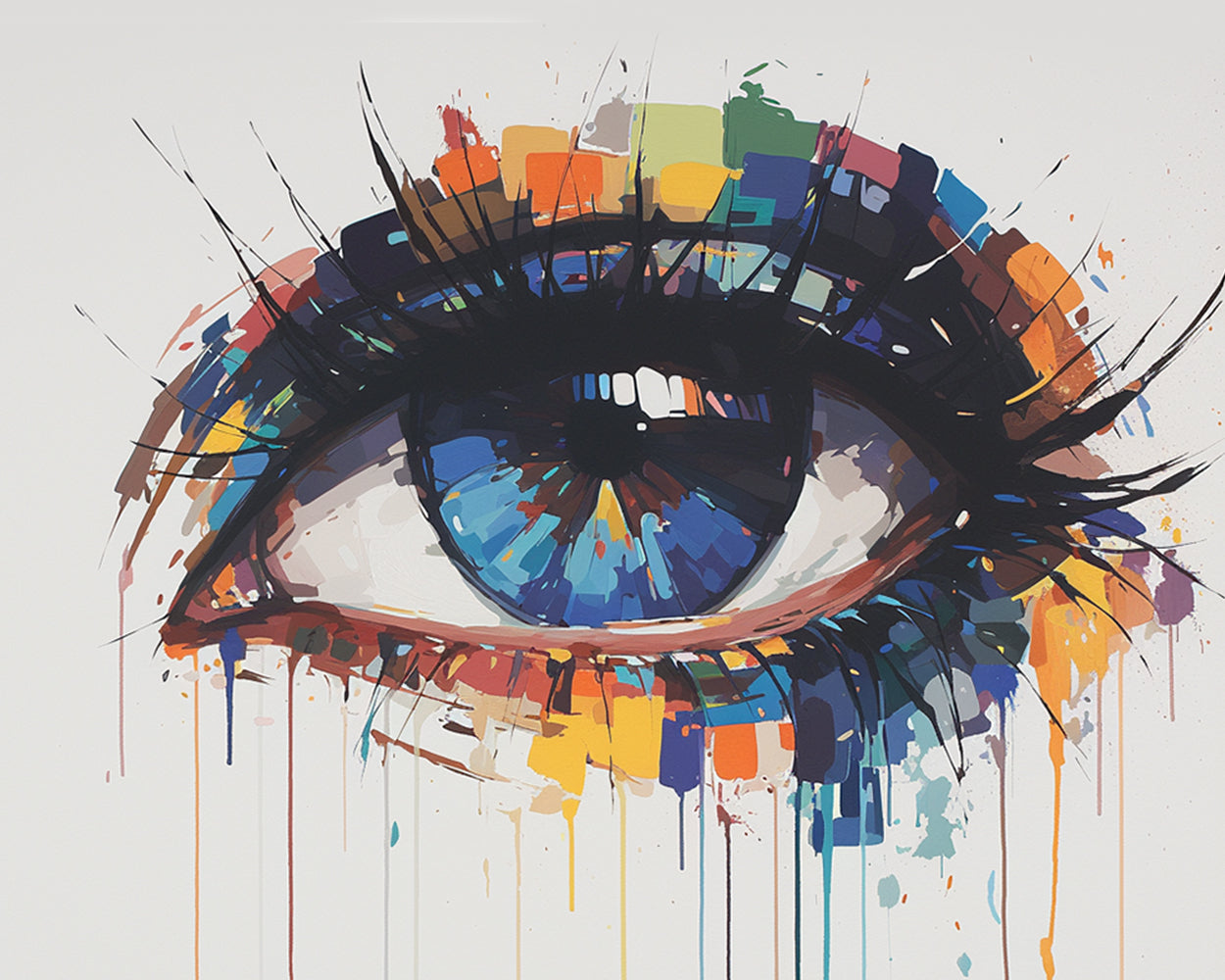 Abstract colorful dripping eye cross stitch kit for beginners