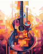 Abstract geometric acoustic guitar cross stitch kit for beginners