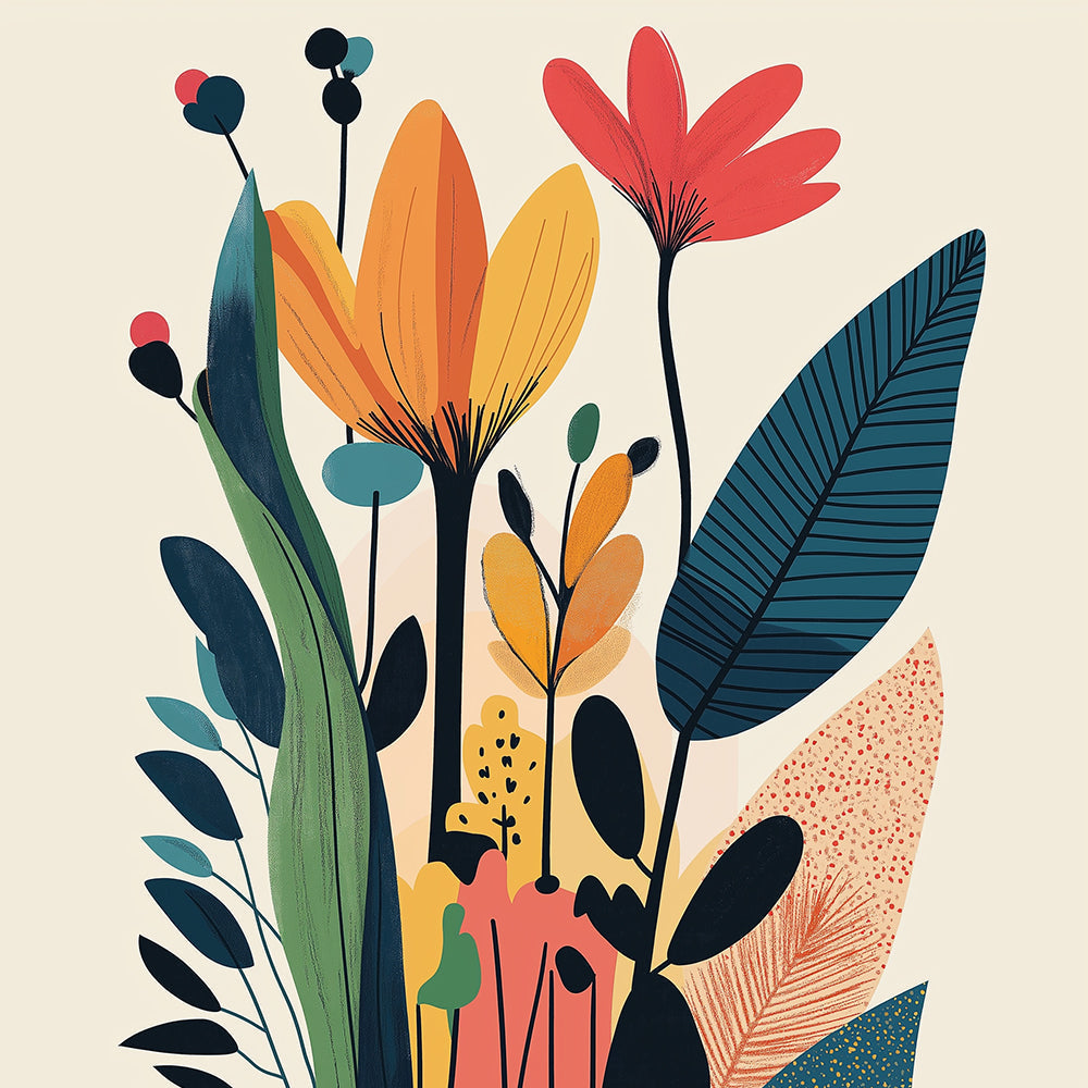 Abstract geometric botanical shapes cross stitch kit for beginners