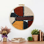 Finished abstract geometric color blocks artwork displayed on a wall