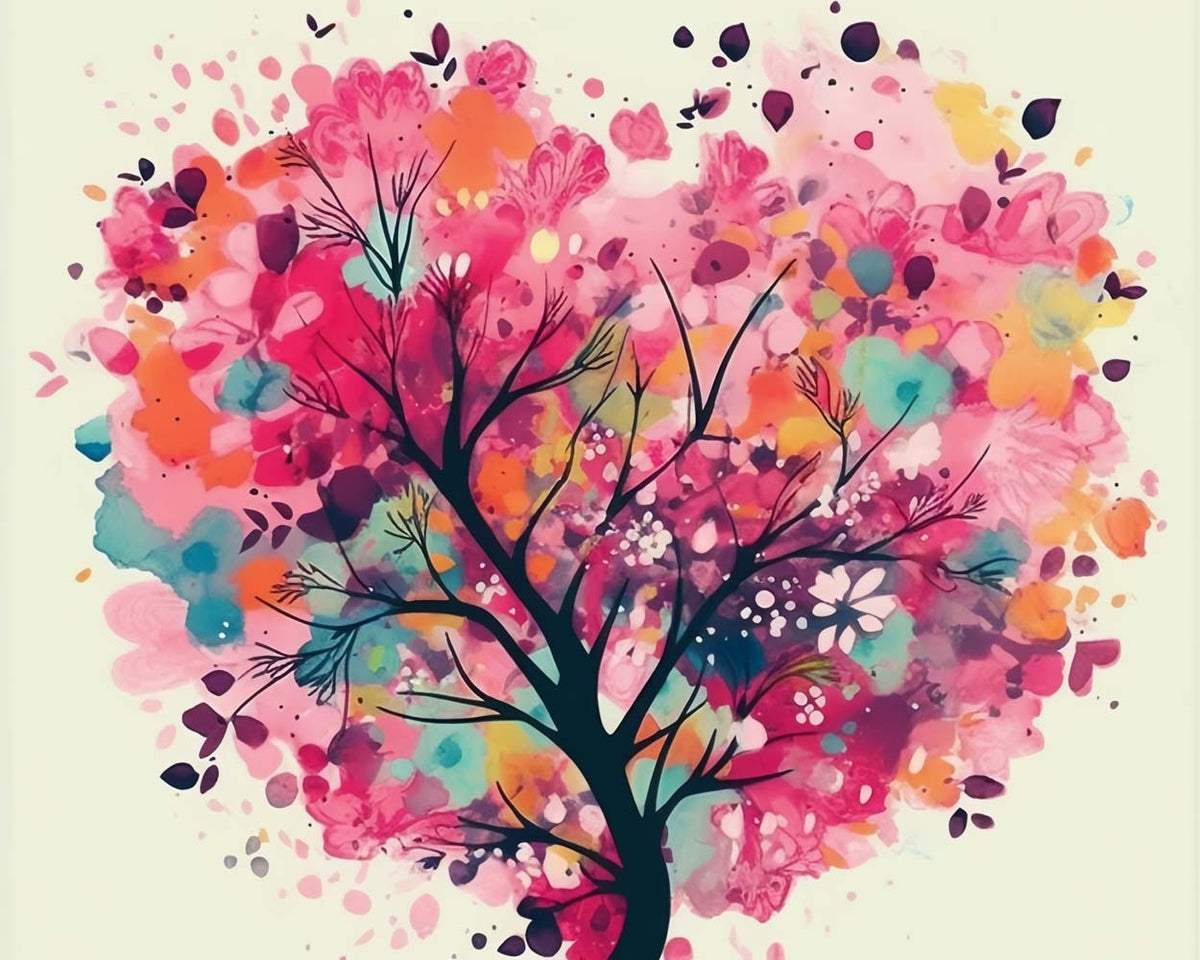 Abstract heart shaped tree cross stitch kit for beginners