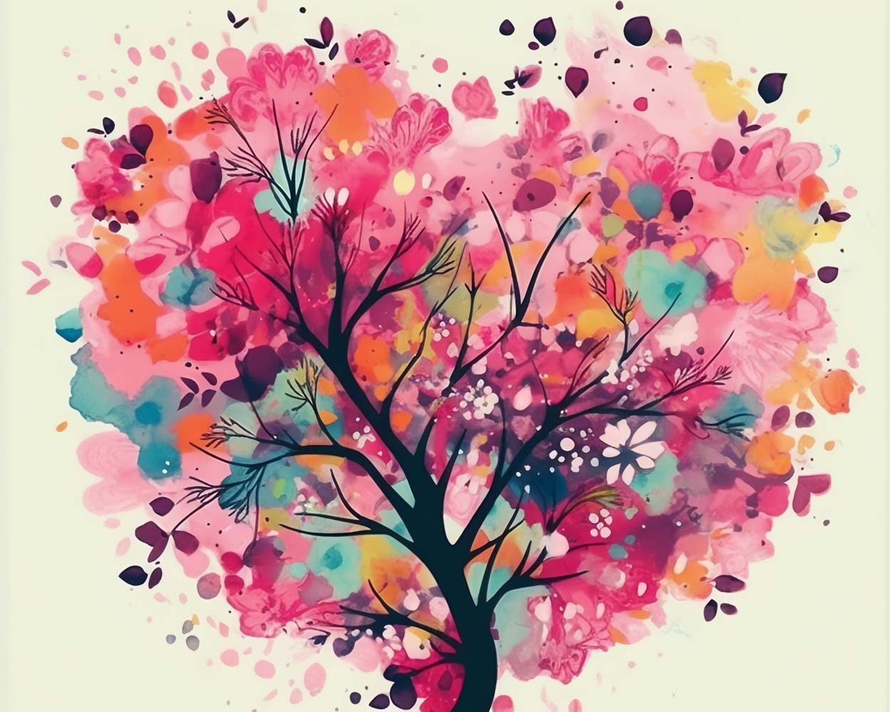 Abstract heart shaped tree cross stitch kit for beginners