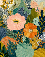 Abstract pink and orange flowers with dotted patterns cross stitch kit for beginners
