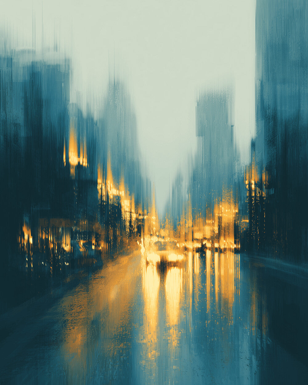 Abstract rainy city street cross stitch kit for beginners