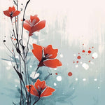 Abstract red floral art cross stitch kit for beginners