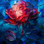 Abstract stained-glass red rose cross stitch kit for beginners