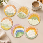 Abstract sunrise punch needle coasters used for home decoration