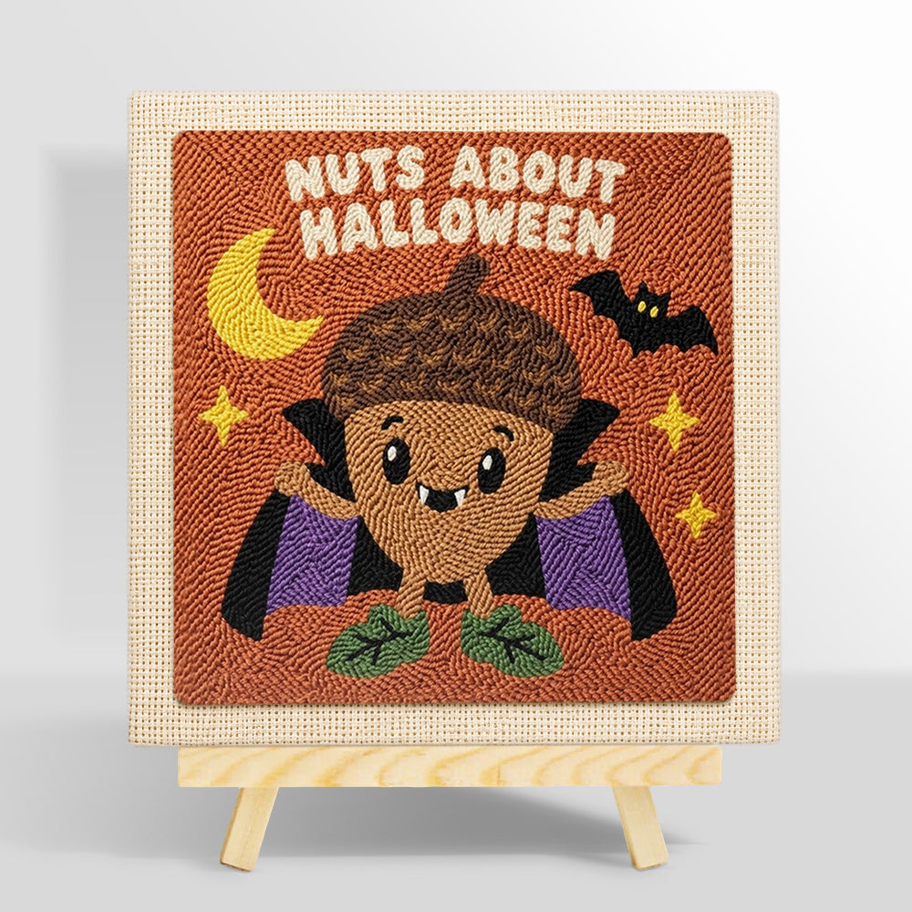 Acorn vampire halloween character punch needle kit for beginners