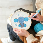 Creating handmade adorable baby elephant punch needle artwork