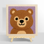 Adorable bear face punch needle kit for beginners