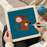 Creating handmade adorable brown mouse punch needle artwork