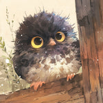 Adorable fluffy owl on branch cross stitch kit for beginners
