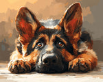 Adorable german shepherd puppy laying down cross stitch kit for beginners