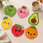 Adorable smiling fruits punch needle coasters used for home decoration