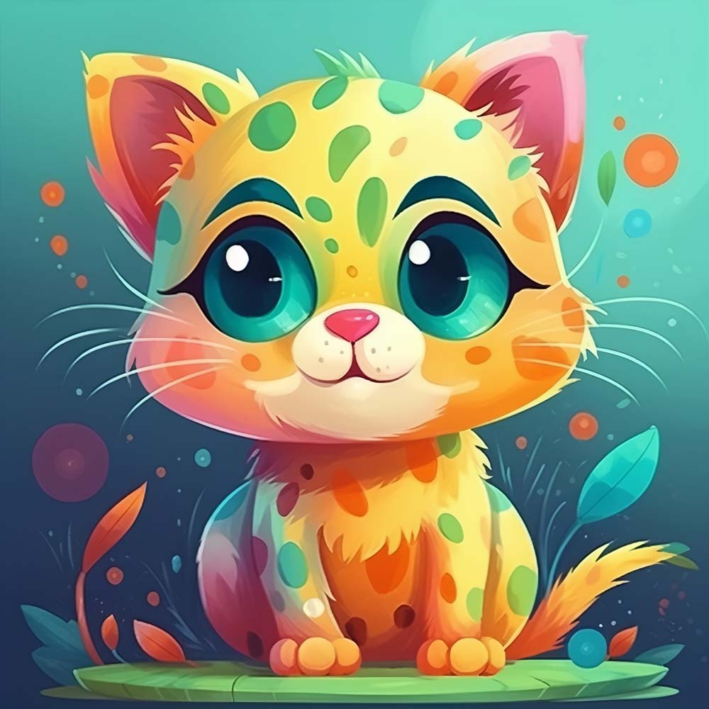 Adorable spotty kawaii cat cross stitch kit for beginners
