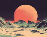Alien planet mountain scene cross stitch kit for beginners