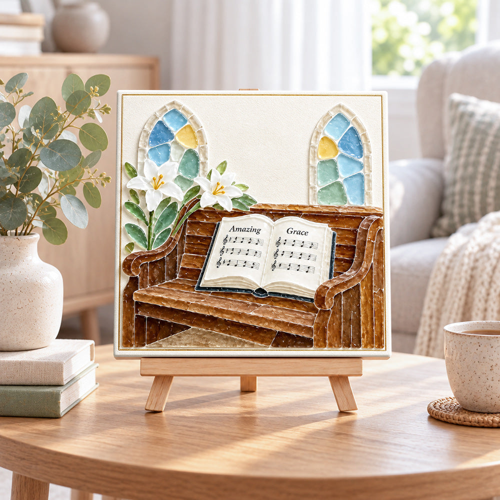 Amazing grace hymn sea glass art kit displayed as seasonal home decor