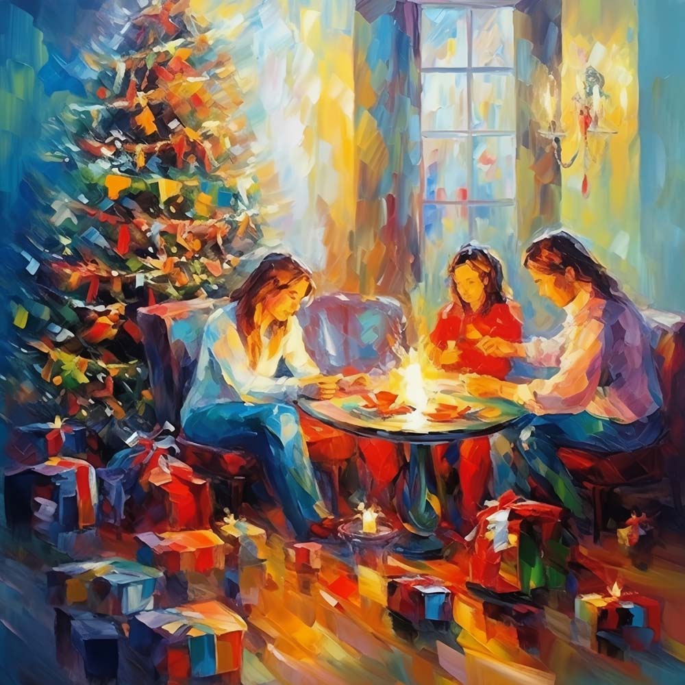 Amily christmas gathering cross stitch kit for beginners