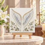 Angel wings sea glass art kit displayed as seasonal home decor