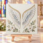 Angel wings sea glass art kit finished artwork on display