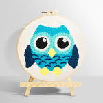 Aqua owl punch needle kit for beginners