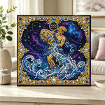 Finished aquarius pearl diamond painting artwork displayed as home decor