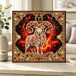 Finished aries ram pearl diamond painting artwork displayed as home decor
