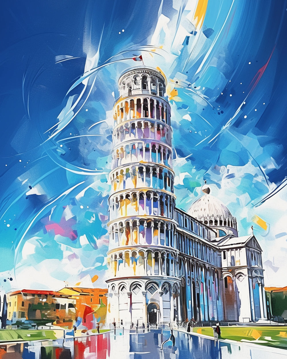 Artistic leaning tower cross stitch kit for beginners