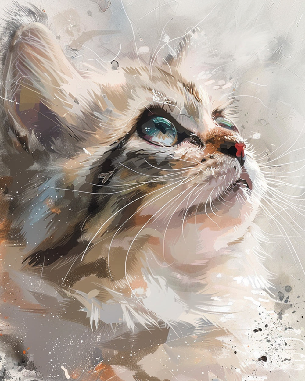 Artistic tabby cat portrait cross stitch kit for beginners