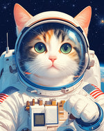 Astronaut calico cat cross stitch kit for beginners