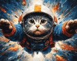 Astronaut cat in space cross stitch kit for beginners