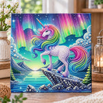 Aurora rainbow unicorn pearl diamond painting kit for beginners