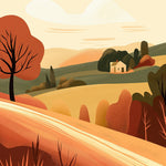 Autumn countryside cross stitch kit for beginners