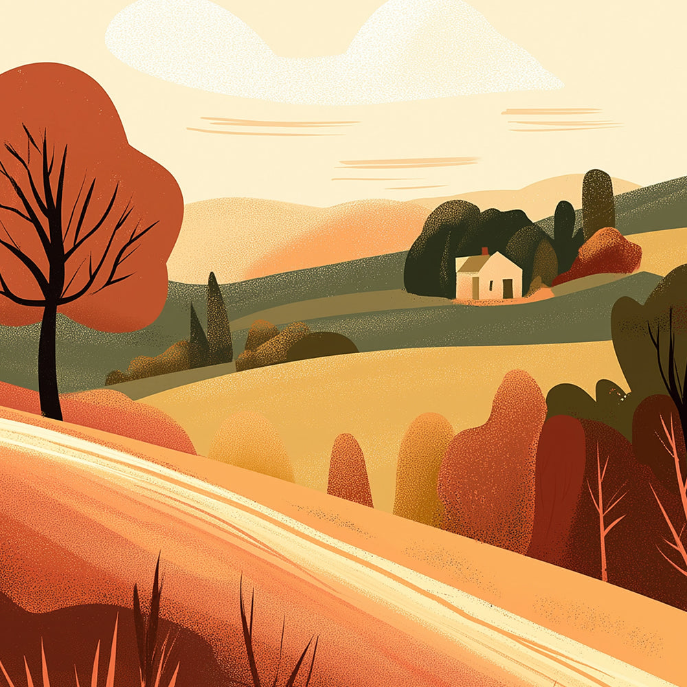 Autumn countryside cross stitch kit for beginners
