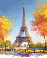 Autumn eiffel tower cross stitch kit for beginners