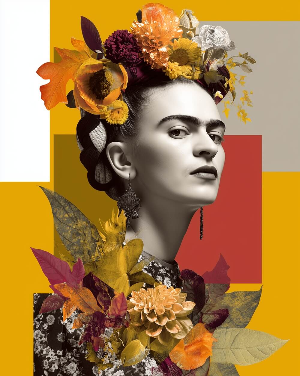Autumn floral portrait cross stitch kit for beginners