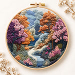 Autumn forest stream embroidery kit