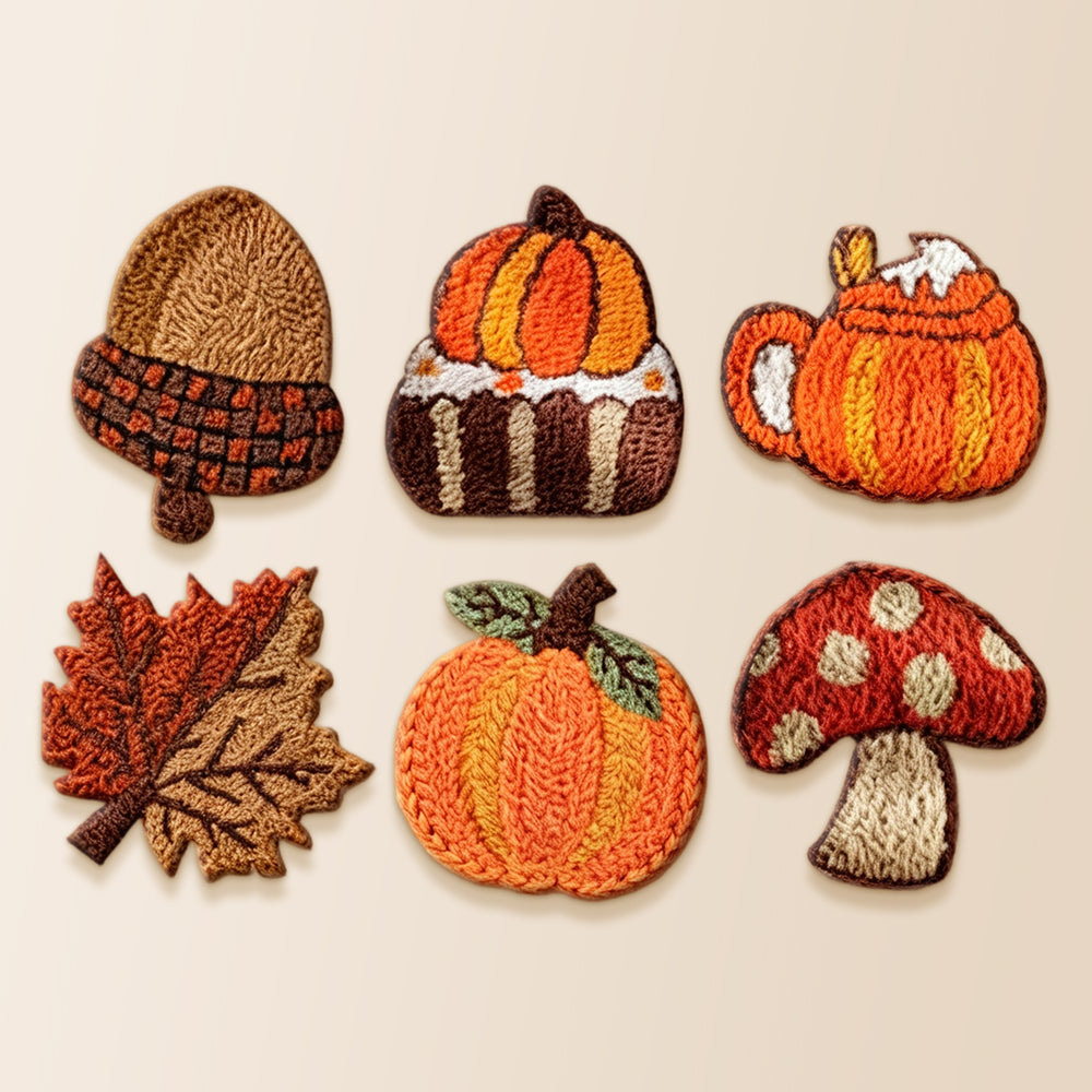 Autumn harvest punch needle coaster kit finished handmade coasters