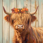 Autumn highland cow cross stitch kit for beginners