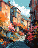 Autumn hillside stair alley cross stitch kit for beginners