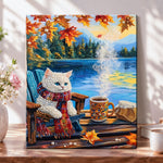 Autumn lakeside warmth pearl diamond painting kit for beginners