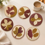 Autumn leaves punch needle coasters used for home decoration