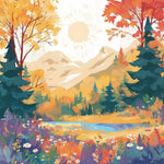Autumn mountain landscape cross stitch kit for beginners