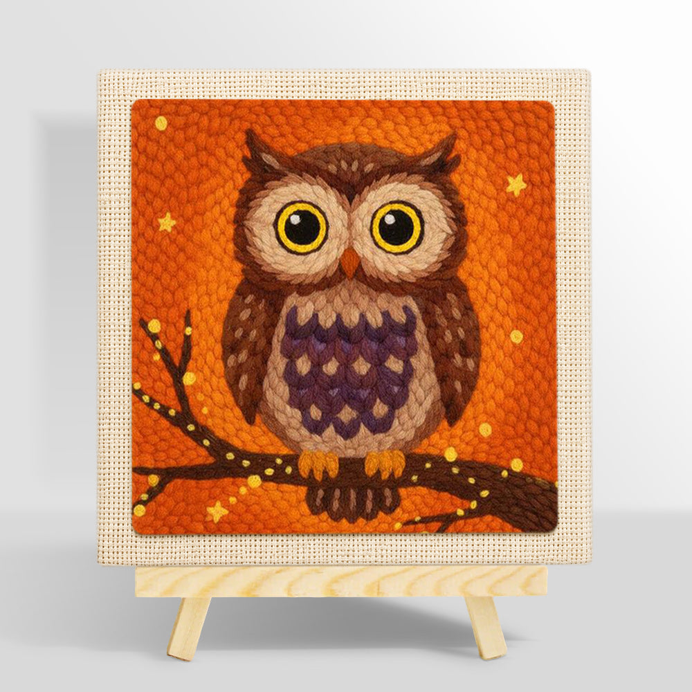 Autumn owl embroidery art punch needle kit for beginners