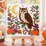 Autumn owl sea glass art kit finished artwork on display