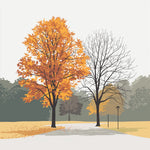Autumn park tree illustration cross stitch kit for beginners