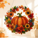 Autumn pumpkin sunflower wreath pearl diamond painting kit for beginners