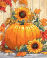 Autumn pumpkin sunflowers cross stitch kit for beginners